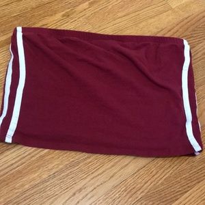 Maroon sport stripe tube top